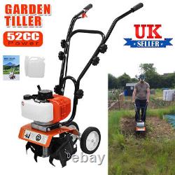 Petrol Garden Tiller Rotovator Cultivator Rotavator Soil Patch 52cc Heavy Duty