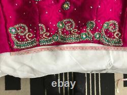 Pink&Green heavy embriodred 3 piece ready made lengha sari size 8-10