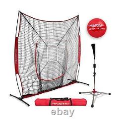 PowerNet 8x8 XLP PRO Net One Piece Frame Heavy Tee Strike Zone Training Balls