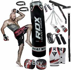 RDX 5FT Heavy Filled Duty Boxing 17 Piece Punch Bag Kick Martial Arts Set Black