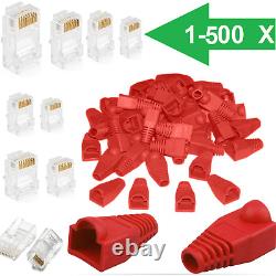 RJ45 Cat5e Cat6 Network LAN Ethernet Patch Cable Plug End Connectors & Boots Lot