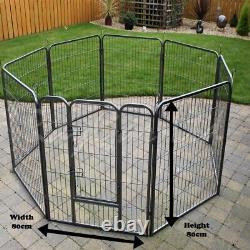 RayGar Medium Heavy Duty Strong 8 Piece Indoor Outdoor Dog Pen Cage Whelping Pen