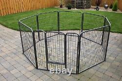 RayGar Medium Heavy Duty Strong 8 Piece Indoor Outdoor Dog Pen Cage Whelping Pen