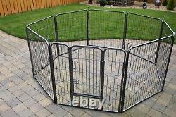 RayGar Medium Heavy Duty Strong 8 Piece Indoor Outdoor Dog Pen Cage Whelping Pen