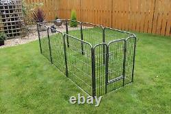 RayGar Medium Heavy Duty Strong 8 Piece Indoor Outdoor Dog Pen Cage Whelping Pen