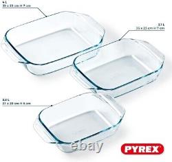 Rectangular Roaster Set Irresistible 3 Piece Heavy Duty Glass Oven Dishes