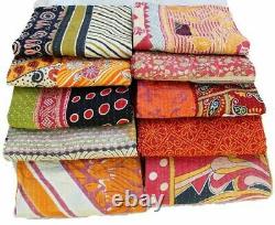 Reversible Vintage Kantha Quilts WHOLESALE LOT 10 PC Heavy Gudri Throws Blankets