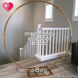 Round Circle Wedding Arch Backdrop Gold Silver Wreath Hoop Centerpiece 24-84