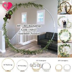 Round Circle Wedding Arch Backdrop Gold Silver Wreath Ring Centerpiece 24-84