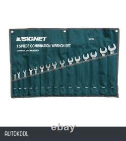 S30716 Signet Combination Spanner Wrench Set 15 Piece Metric Heavy Duty 6-22mm