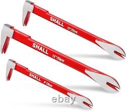 SHALL 3-PCS Flat Pry Bar Set-8 10 12 -Heavy Duty Puller Crowbar, Flat Bar Tool