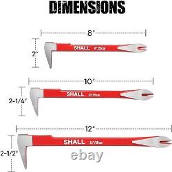 SHALL 3-PCS Flat Pry Bar Set-8 10 12 -Heavy Duty Puller Crowbar, Flat Bar Tool