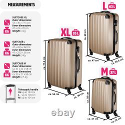 Set of 3 piece travel luggage wheel trolleys suitcase bag hard shell new