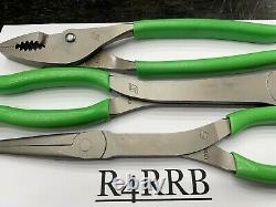 Snap-On Tools USA NEW 3 Piece GREEN Soft Grip Heavy Duty Pliers Lot Set