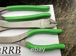 Snap-On Tools USA NEW 3 Piece GREEN Soft Grip Heavy Duty Pliers Lot Set PL330ACF
