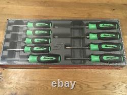 Snap-on 9 Piece Torx Instinct Soft Grip Screwdriver Set. Exteme Green. New