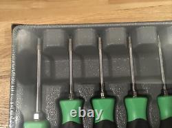 Snap-on 9 Piece Torx Instinct Soft Grip Screwdriver Set. Exteme Green. New