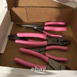 Snap-on Tools Pink 6 Piece Heavy Duty Essential Pliers/Cutters Set READ