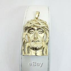 Solid 10K Yellow Gold Heavy Jesus Piece Face Pendant, 12.7 grams, 2 long