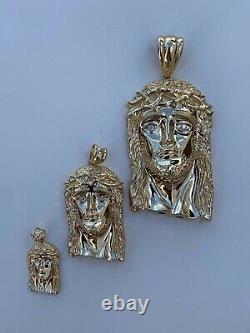 Solid 10k Yellow Gold VS Natural Diamond Jesus Piece Pendant Made In Italy HEAVY