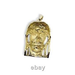 Solid 14K Yellow Gold Heavy Jesus Piece Gold Jesus Pendant 13.7g 2