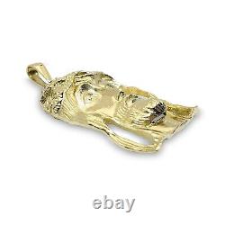 Solid 14K Yellow Gold Heavy Jesus Piece Gold Jesus Pendant 13.7g 2