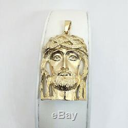 Solid 18K Yellow Gold Heavy Jesus Piece Face Pendant, 16.1 grams, 2 long