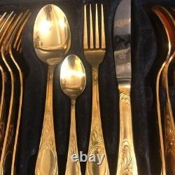 Solingen heavy 23/24 Karat Gold-plated canteen of cutlery 70 pieces