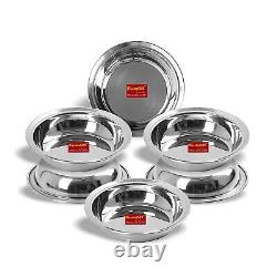 Stainless Steel Heavy Gauge Multi Utility Serving Plates, Set of 6 Pieces