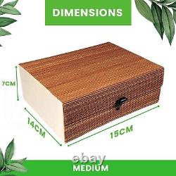 Storage Basket Bamboo Woven Hamper Box Elastic Button Clasp Heavy Duty Stackable