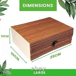 Storage Basket Bamboo Woven Hamper Box Elastic Button Clasp Heavy Duty Stackable