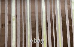 Stripe Velvet Chenille Fabric Lime Brown Linen Curtain Blind Material