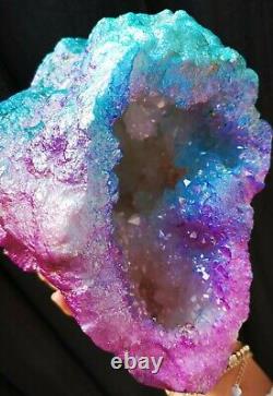 Stunning Large Heavy Unicorn Aura Quartz Geode Piece, Healing Crystal