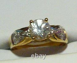 Superb Cambodian White Zircon and Diamond Gold Ring heavy Substantial Piece