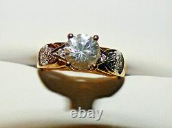 Superb Cambodian White Zircon and Diamond Gold Ring heavy Substantial Piece