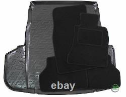 Tailored black floor car mats + boot tray mat for BMW 5 SERIE E60 SALOON 2004-10