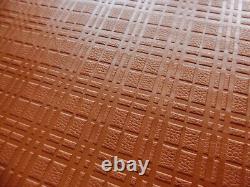 Tan Plaid Check Embossed Heavy Cow Hide Leather Skin Piece 140x60cm, 2mm