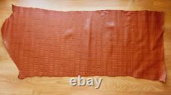 Tan Plaid Check Embossed Heavy Cow Hide Leather Skin Piece 140x60cm, 2mm