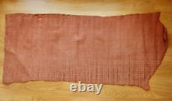 Tan Plaid Check Embossed Heavy Cow Hide Leather Skin Piece 140x60cm, 2mm