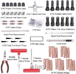 Tire Plug Repair Kit Heavy Duty Flat Patch Puncture Fix Tools Car Truck 98Pcs