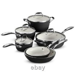 Tramontina Cookware Set Lid Heavy-Gauge Aluminum 10-Piece Metallic Black Classic