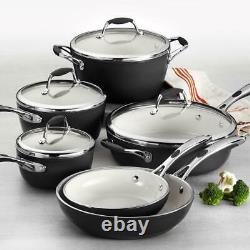 Tramontina Cookware Set Lid Heavy-Gauge Aluminum 10-Piece Metallic Black Classic