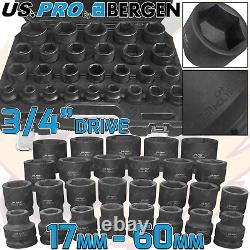 US PRO 3/4Inch DRIVE IMPACT Socket Set 17mm 60mm HGV HEAVY DUTY Impact Socket