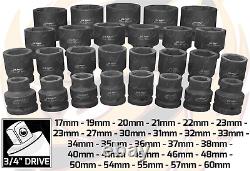 US PRO 3/4Inch DRIVE IMPACT Socket Set 17mm 60mm HGV HEAVY DUTY Impact Socket