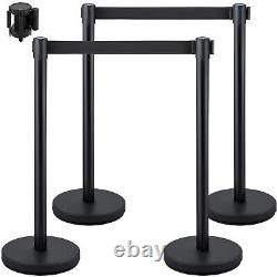 VEVOR Crowd Control Stanchion Post Barrier 4 Pieces with 6.6 ft/2 m Black Belt