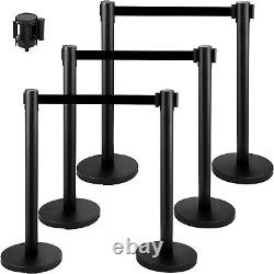 VEVOR Crowd Control Stanchion Stanchion Set 6 Pieces with 6.6 ft/2 m Black Belt