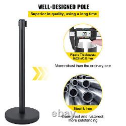 VEVOR Crowd Control Stanchion Stanchion Set 6 Pieces with 6.6 ft/2 m Black Belt