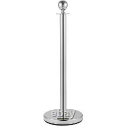 VEVOR Crowd Control Stanchion Stanchion Set 8 Pieces with Red Velvet Rope-Silver