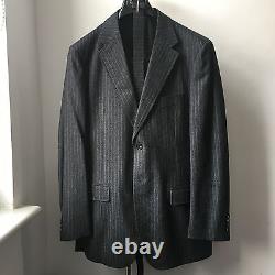 Very Cool TIMOTHY EVEREST Gray pin stripe heavy virgin wool suit Sz 48 with belt