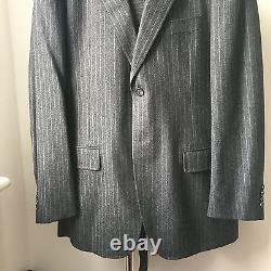 Very Cool TIMOTHY EVEREST Gray pin stripe heavy virgin wool suit Sz 48 with belt